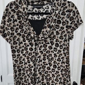 Isabella Rodriguez Leopard Print Blouse - Black and Tan